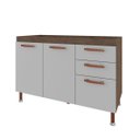 Ver imagem 1 de Balcão de Cozinha 120cm Armário sem Pia/tampo Noce Off-white