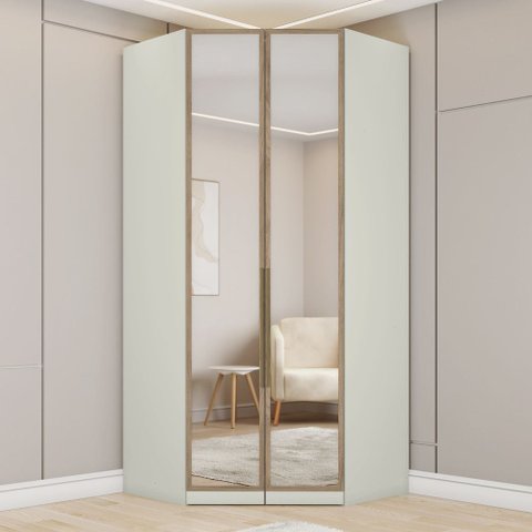 Canto Closet Modulado 2 Portas com Espelho 3 Gavetas Bellagio Casa 812