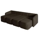Ver imagem 4 de Sofá Cama Modulado Retrátil e Reclinável Decorativo Varsóvia 316cm Veludo Marrom G33 - Gran Belo