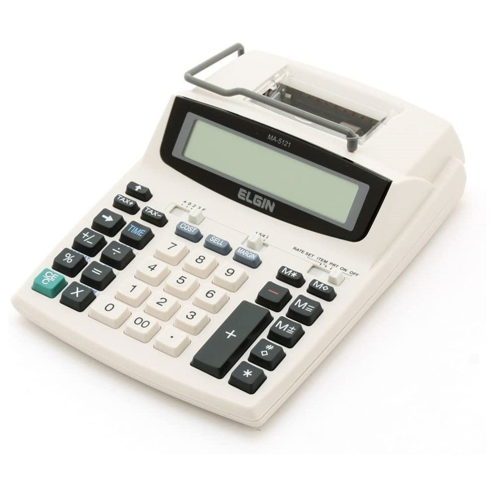 Calculadora De Mesa Eletrônica Compacta Elgin MA5121 Cálculo Financeiro Impressão Bicolor 12 Dígitos - 7