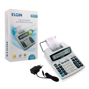 Calculadora De Mesa Eletrônica Compacta Elgin MA5121 Cálculo Financeiro Impressão Bicolor 12 Dígitos