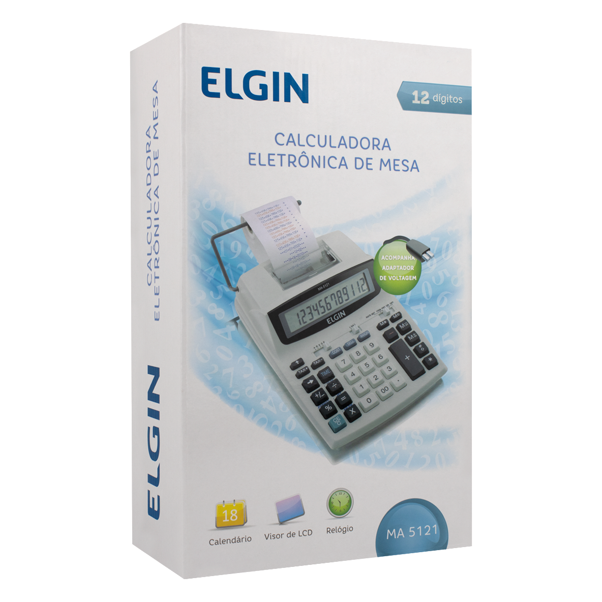 Calculadora De Mesa Eletrônica Compacta Elgin MA5121 Cálculo Financeiro Impressão Bicolor 12 Dígitos - 6