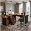 Ver imagem 6 de Mesa Escritório em L 1,70x1,60m Extensível c/ Armário Misto 3 Gavetas Workstart Nogal Sevilha/Preto