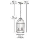 Ver imagem 2 de Lustre Colonial Na Gaiola De Ferro para Decoração Estilo Vintage - Branco