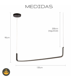 Luminária Led Moderno 3000k 22w Preto Sala de Jantar Quarto - 3