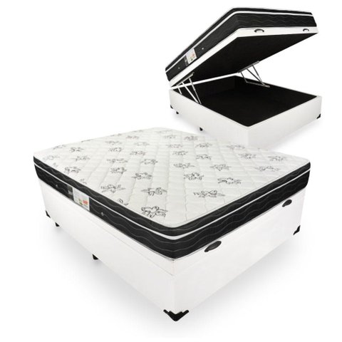 Cama Box Baú Viúva com Colchão de Molas Ortobom Physical Nanolastic 128cm