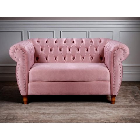 Sofá Nobreza 2 Lugares Cor Suede Rosa