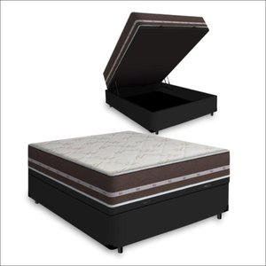 Cama Box com Baú Viúva + Colchão de Molas Anjos Classic Superlastic 128 Cm