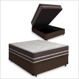 Cama Box com Baú Viúva + Colchão de Molas Anjos Classic Superlastic 128 Cm - 1