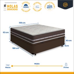 Cama Box com Baú Viúva + Colchão de Molas Anjos Classic Superlastic 128 Cm - 4