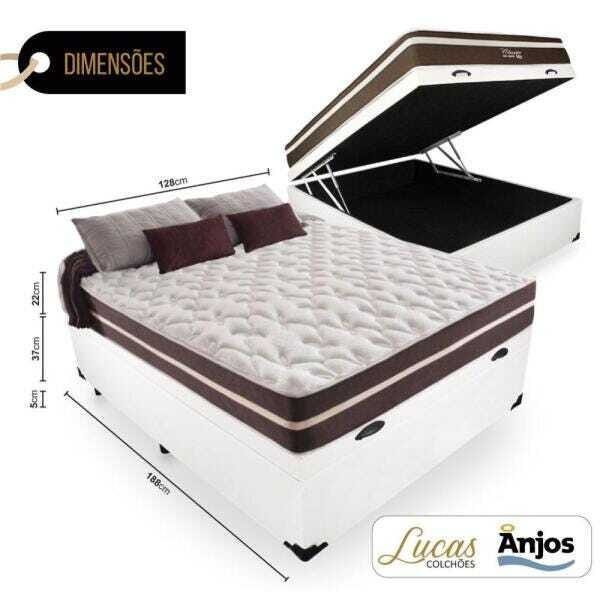 Cama Box com Baú Viúva + Colchão de Molas Anjos Classic Superlastic 128x188x64cm - 2