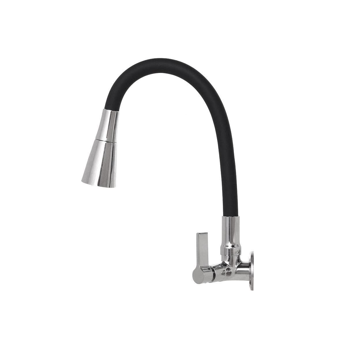 Torneira Cozinha Flexível Parede Cone Jato Duplo Preto/cromo - 4