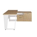 Ver imagem 5 de Mesa L Escritório 150cm com Armário Lateral Pé Metal F5 Cor:macadâmia com Branco