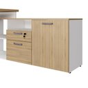 Ver imagem 6 de Mesa L Escritório 150cm com Armário Lateral Pé Metal F5 Cor:macadâmia com Branco