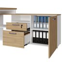 Ver imagem 7 de Mesa L Escritório 150cm com Armário Lateral Pé Metal F5 Cor:macadâmia com Branco