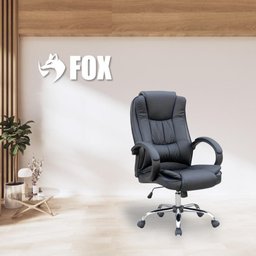 Cadeira de Escritório Presidente Base Cromada com Rodinha Fox Racer Preta Ut-c300 - 3