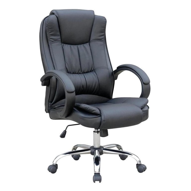 Cadeira de Escritório Presidente Base Cromada com Rodinha Fox Racer Preta Ut-c300