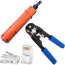 Ver imagem 1 de Kit Alicate Crimpar Rj45+Inserção Punchdown Painel +50 Plugs