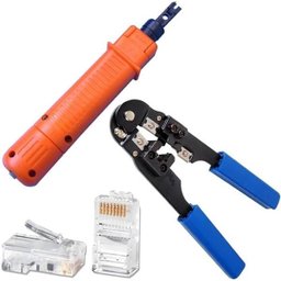 Kit Alicate Crimpar Rj45+Inserção Punchdown Painel +50 Plugs - 1