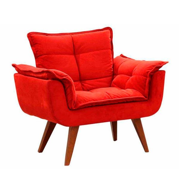 Kit 2 Poltronas Opala Pé Palito 1 Lugar Vermelho Home Decorações - 3