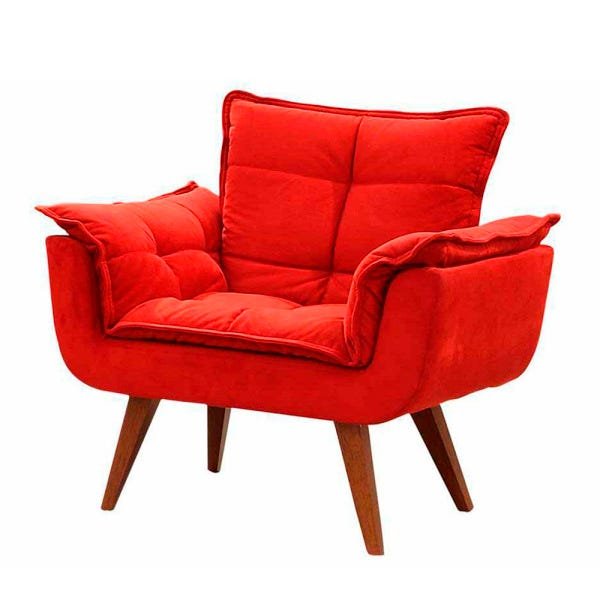 Kit 2 Poltronas Opala Pé Palito 1 Lugar Vermelho Home Decorações - 4