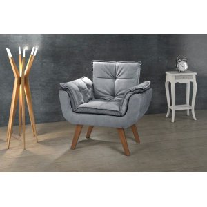 Poltrona Opala Cinza 1 Lugar Md Montanaris Decor