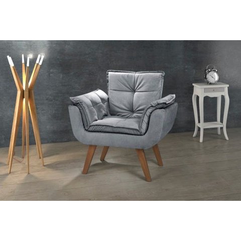Poltrona Opala Cinza 1 Lugar Md Montanaris Decor