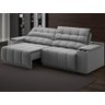 Sofá com Porta Copos Carregador USB Ret Rec Samurai 2,30m Velosuede Grafite - NETSOFAS - 1