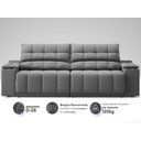 Ver imagem 5 de Sofá com Porta Copos Carregador USB Ret Rec Samurai 2,30m Velosuede Grafite - NETSOFAS