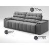 Sofá com Porta Copos Carregador USB Ret Rec Samurai 2,30m Velosuede Grafite - NETSOFAS - 3