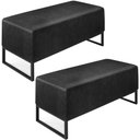 Ver imagem 1 de Kit 02 Puffs Decorativo Sala de Estar Cléo W01 Base De Ferro 90 cm Couríssimo Preto - Lyam Decor