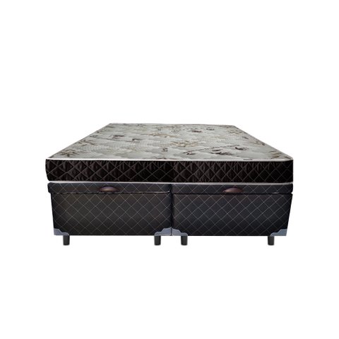 Cama Box King Colchão Aylla Espuma D33 Acolchões + Box Poliéster 70x193x203 Cor:Preto