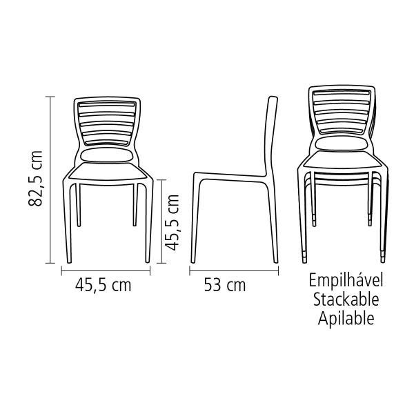 Cadeira Empilhável Encosto Vazado Horizontal Sofia Tramontina, MadeiraMadeira