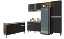 Ver imagem 1 de Cozinha Modulada Vanessa com Balcão para Pia 150mt Tatiane sem Tampo Amêndoa/preto Ajl