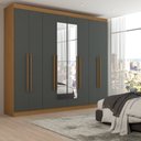 Ver imagem 1 de Guarda-roupa Casal Ele e Ela 8 Portas 8 Prateleiras com Espelho - Panorama Móveis