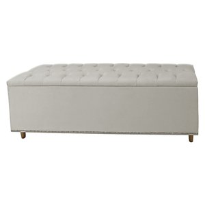 Calçadeira Recamier Baú Casal 140cm Diana Suede Bege - DS Estofados