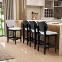 Ver imagem 2 de Kit 03 Banquetas Baixa Bar Cozinha Sala Jantar Fixa Betta L02 Preto Facto Branco - Lyam Decor Banque