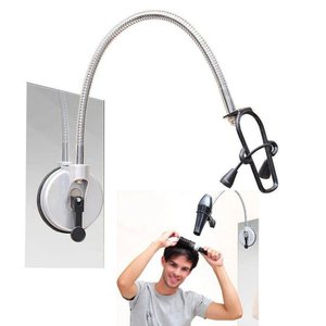 Suporte Secador Cabelo Articulavel Ventosa Azulejo Vidro Espelho Banheiro Quarto Academia Casa Porta