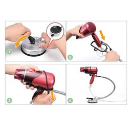 Suporte Secador Cabelo Articulavel Ventosa Azulejo Vidro Espelho Banheiro Quarto Academia Casa Porta - 5