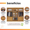 Ver imagem 4 de Guarda Roupas Casal 3 Portas de Correr com Espelho Ripado 100% Mdf 6 Gavetas Dublin Madeirado