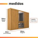 Ver imagem 3 de Guarda Roupas Casal 3 Portas de Correr com Espelho Ripado 100% Mdf 6 Gavetas Dublin Madeirado