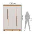 Ver imagem 3 de Guarda-Roupa Solteiro Bari 4 Portas 2 Gavetas 100% MDF Off White/Cerejeira/Nevaska