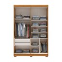 Ver imagem 6 de Guarda-Roupa Solteiro Bari 4 Portas 2 Gavetas 100% MDF Off White/Cerejeira/Nevaska
