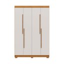 Ver imagem 2 de Guarda-Roupa Solteiro Bari 4 Portas 2 Gavetas 100% MDF Off White/Cerejeira/Nevaska