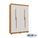 Ver imagem 5 de Guarda-Roupa Solteiro Bari 4 Portas 2 Gavetas 100% MDF Off White/Cerejeira/Nevaska