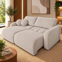 Ver imagem 1 de Sofá Cama Casal Retrátil e Reclinável 3 Lugares Creme Uruguai 196cm
