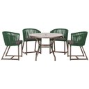 Ver imagem 1 de Mesa com 4 Cadeiras de Jantar Roma 100cm e Noronha em Aluminío Marrom Corda Nautica Estofado 11 Tram
