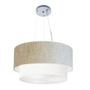 Ver imagem 1 de Lustre Pendente Cilíndrico Vivare Md-4369 Cupula Tecido 45x40cm - Rustico Bege / Branco