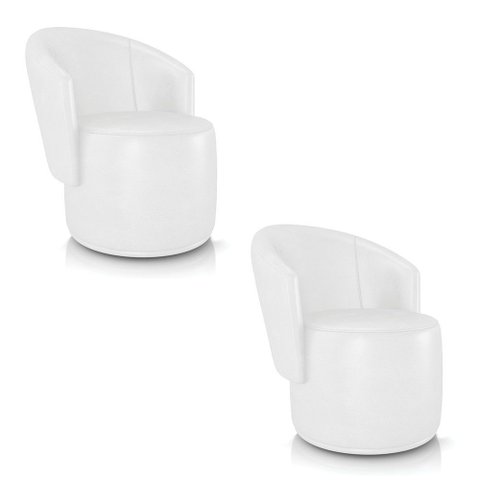 Poltrona Decorativa Orgânica Fixa para Sala Kit 2 Malu Sintético Pu Branco M11 - D’Rossi