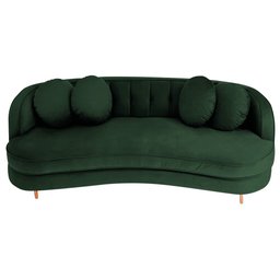 Sofá Curvo 3 Lugares Orgânico Sala Recepção Escritório Decorativo Luxo Panamá 200cm Linho Verde - 2